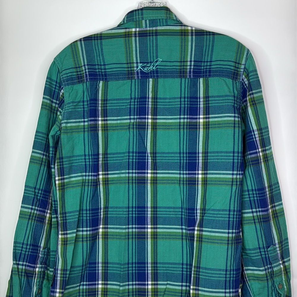Kuhl Green Blue Long Sleeve Button Up Plaid Shirt Size Medium - Picture 5 of 9